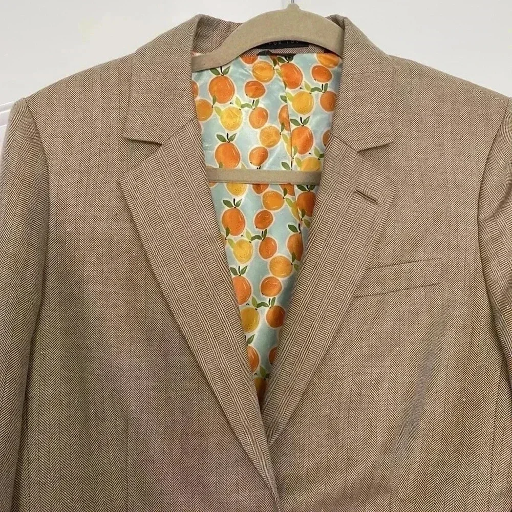 INDOCHINO Mens Blazer Sport Coat Jacket Linen/Wool Beige Tan Suit Jacket Sz P